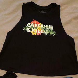 Caffeine and Kilos crop tank Medium